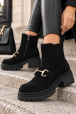Bottines noires en suède à talon chunky et boucle-Lindi_