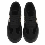 Zwarte sneakers met gouden strepen en chunky zool-Darlina_