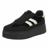 Zwarte sneakers met gouden strepen en chunky zool-Darlina_