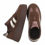 Bruine sneakers met gouden strepen en chunky zool-Darlina_
