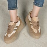 Kaki sneakers met gouden strepen en chunky zool-Darlina_