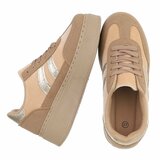 Kaki sneakers met gouden strepen en chunky zool-Darlina_