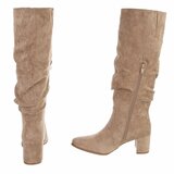 Kaki suède slouchy laarzen met hak-Marlena_