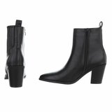 Bottines noires à talon carré-Cherita_