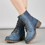 Blauwe veterboots met rits en profielzool-Yentl_