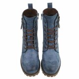 Blauwe veterboots met rits en profielzool-Yentl_