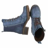 Blauwe veterboots met rits en profielzool-Yentl_