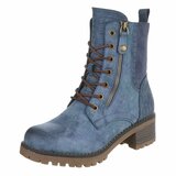Blauwe veterboots met rits en profielzool-Yentl_