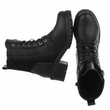 Zwarte veterboots met rits en profielzool-Yentl_