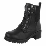Zwarte veterboots met rits en profielzool-Yentl_