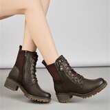 Bruine veterboots met rits en profielzool-Yentl_