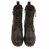 Bruine veterboots met rits en profielzool-Yentl_
