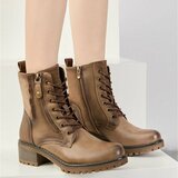 Kaki veterboots met rits en profielzool-Yentl_