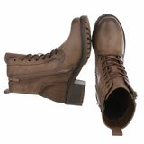 Kaki veterboots met rits en profielzool-Yentl_