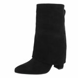 Zwarte suede laars met omslag Alora_