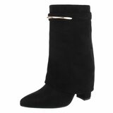 Zwarte suede laars met omslag Alora_
