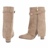 Kaki suede laars met omslag Alora_