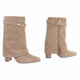 Kaki suede laars met omslag Alora_