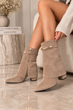 Kaki suede laars met omslag Alora_