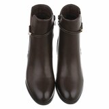 Bottines marron foncé à talon avec détail doré-Martina_