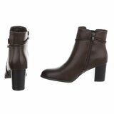 Bottines marron foncé à talon avec détail doré-Martina_