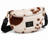 Beige-camel faux fur schoudertas_