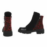 Bottines noires avec détail léopard rouge-Miki_