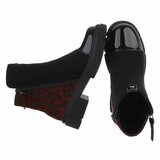 Bottines noires avec détail léopard rouge-Miki_