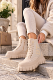Beige chunky veterboots met strassdetails-Irena  _