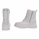 Grijze chunky veterboots met strassdetails-Irena   TEMPORARY SOLD OUT_