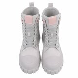 Grijze chunky veterboots met strassdetails-Irena   TEMPORARY SOLD OUT_