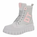 Grijze chunky veterboots met strassdetails-Irena   TEMPORARY SOLD OUT_