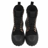 Chunky veterboots met leopard print en  strassdetails-Irena  _