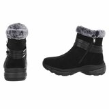 Zwarte winter boots met grijze faux fur en hartdetail_