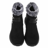 Zwarte winter boots met grijze faux fur en hartdetail_