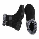 Zwarte winter boots met grijze faux fur en hartdetail_