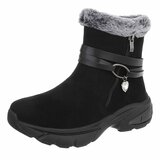 Zwarte winter boots met grijze faux fur en hartdetail_