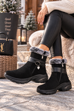 Zwarte winter boots met grijze faux fur en hartdetail_