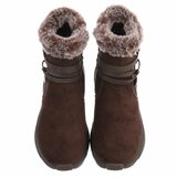 Bruine winter boots met taupe faux fur en hartdetail_