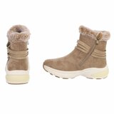 Kaki winter boots met taupe faux fur en hartdetail_