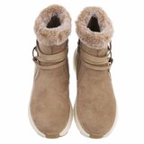 Kaki winter boots met taupe faux fur en hartdetail_