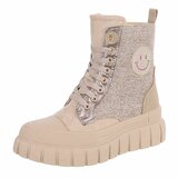 Kaki chunky veterboots met smileydetail-Ulrika_