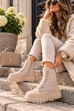 Kaki chunky veterboots met smileydetail-Ulrika_