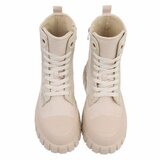 Beige chunky veterboots met smileydetail-Ulrika_