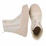 Beige chunky veterboots met smileydetail-Ulrika_