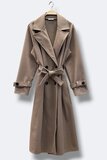 Taupe wollen jas met ceintuur – Made in Italy_