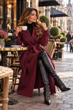 Bordeaux wollen jas met ceintuur – Made in Italy_