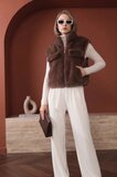 Maroon bruine bodywarmer in teddy fleece _