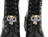 Zwarte veterboots met chunky zool en strass-Yola_