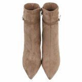 Bottines kaki en suède à talon haut et bride élégante-Agnieska_